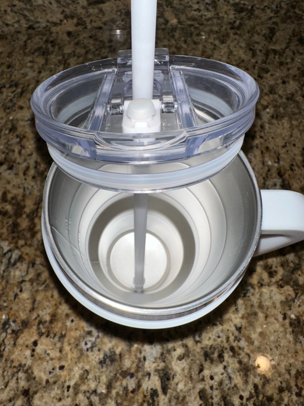 Reduce White Insulated Travel Mug with Handle and Straw - Picture 3 of 4